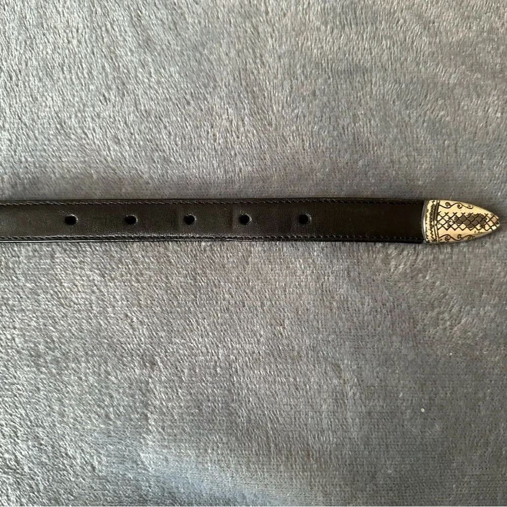 Brighton Black silver buckle Leather Belt Size S/28